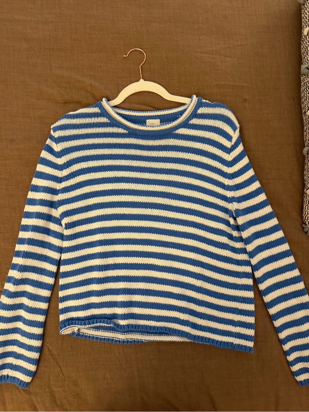 a new day Blue and White Striped Crewneck Sweater